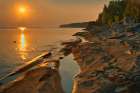 Canada-Ontario-Bruce Peninsula National Park Sunset on limestone rock Art Print